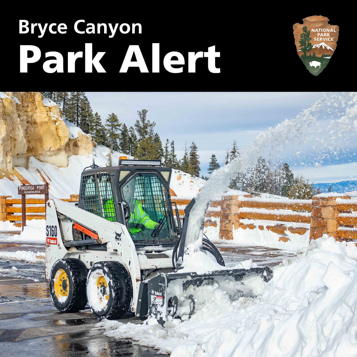 ✅ The main park road is fully open to Rainbow Point (Mile 18 of 18). During snowstorms the road may temporarily close at Mile 3 for snowplow operations. go.nps.gov/BryceConditions