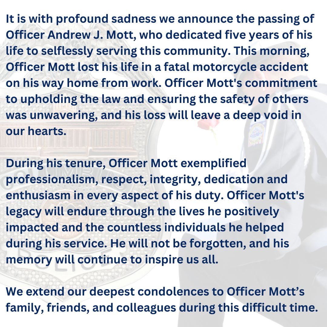 Statement regarding the loss of one of our officers: