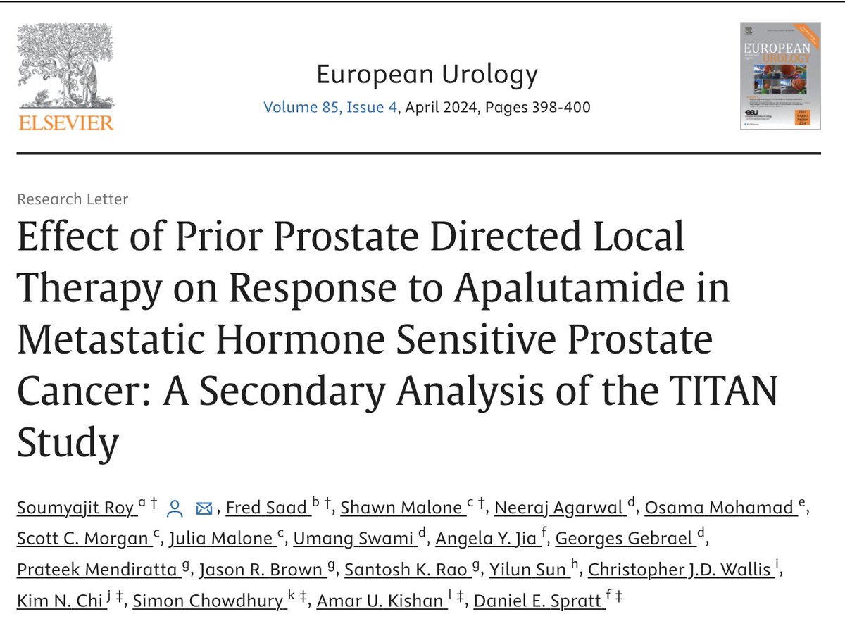 Effect of Prior Prostate Directed Local Therapy on Response to Apalutamide in Metastatic Hormone Sensitive Prostate Cancer: A Secondary Analysis of the TITAN Study

❓Is there any effect of previous local therapy on the response to Apalutamide in pts with mHSPC
🎯 YES! Pts who