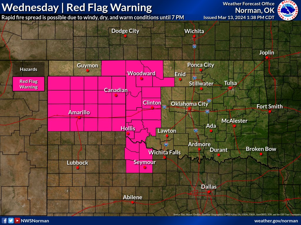 okem's tweet photo. If you live in western Oklahoma, be extra careful today with activities that could spark a wildfire!
๐Make a Plan
๐จKnow Your Risk
๐บStay Informed
๐Be ready to evacuate if necessary
#okwx #okfire #okready #wildfiresafety https://t.co/Kx7TDTiJ0V
