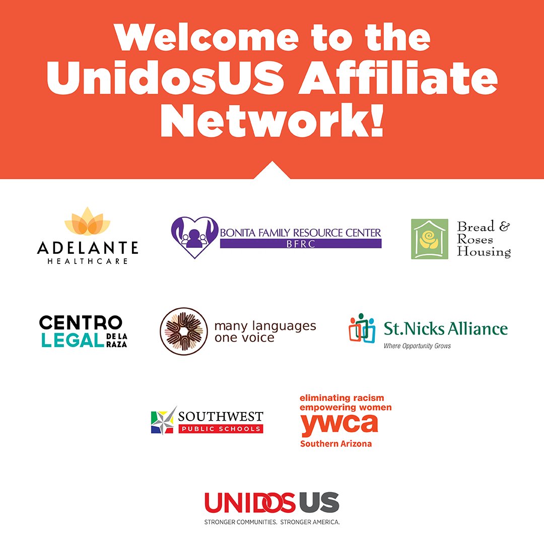 Join us in welcoming our new #AffiliatesUnidos to the UnidosUS Familia! These new members are now part of the nearly 300 independent community-based organizations throughout the country that directly serve the Latino population. We look forward to working with you all!
