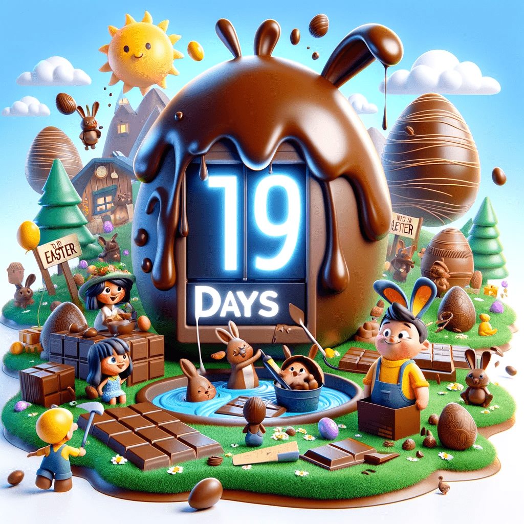 EasterTweeter's tweet photo. Nineteen days left, oh how sweet it will be
Bunnies in chocolate, as far as you see
Eggs wrapped in foil, some round and some tall
Sunshine and candy are coming for all
#easter2024 #eastercountdown 
https://t.co/CJQA5pu8jI https://t.co/IqvwSn8Oj7