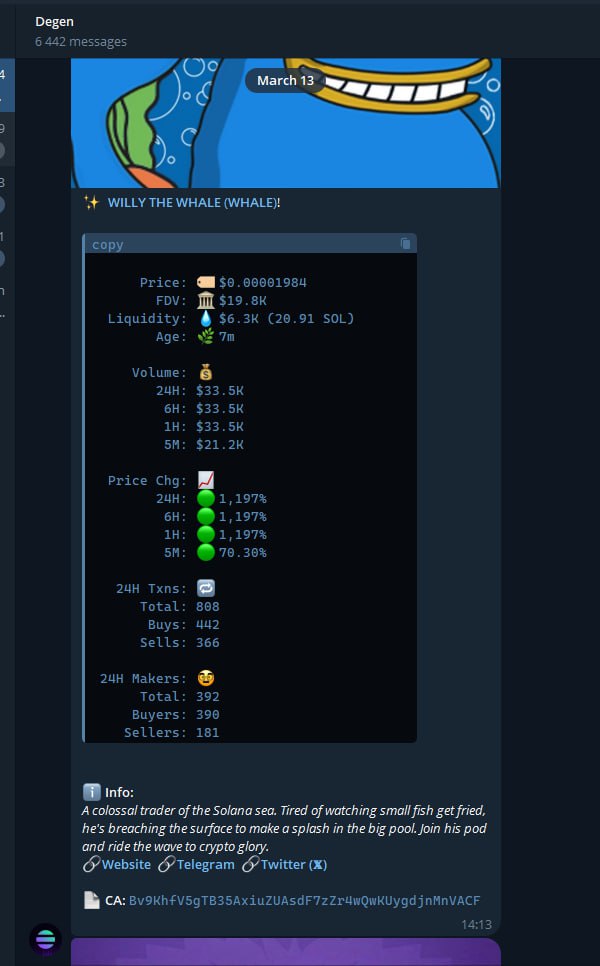 OracleBotSol's tweet image. This is the signal for $WHALE sent by the OracleBot in the &quot;Degen&quot; topic today.
