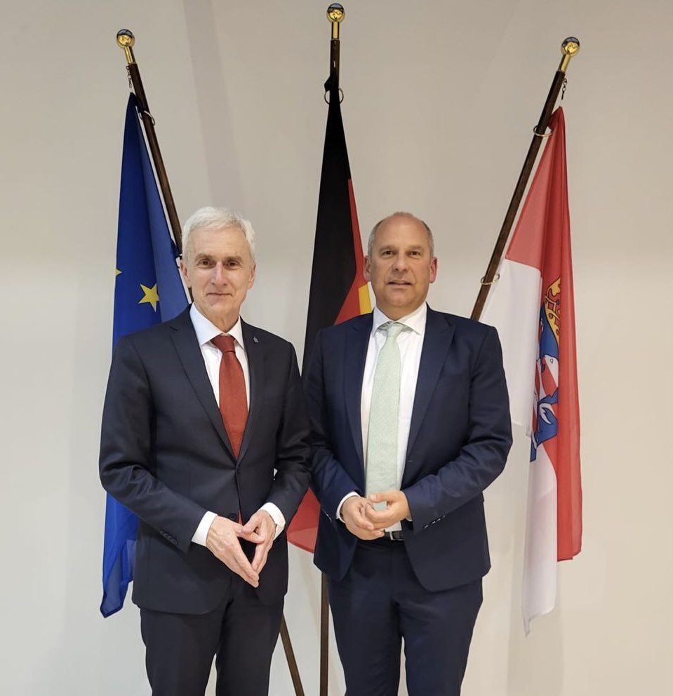 Pleased to meet with Roman Poseck, State Minister of the Interior and Sports in #Hessen (where I started my policing career 45 years ago!) Local crimes are increasingly global, making information sharing at all levels more essential than ever.