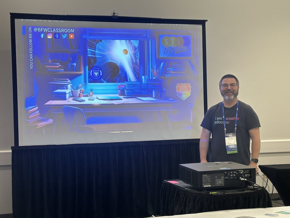 STEAMhigh's tweet photo. Our very own @bfwclassroom presenting at #KySTE24 about using Adobe Express to create a school brand and increase communication and content creativity with design for classroom and social media https://t.co/znicjyQs0q