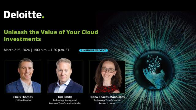 MichaelJolton's tweet photo. #LinkedInLive: Deloitte leaders discuss how to measure and map #Cloud digital transformation value. Register today! https://t.co/WUUi7FHWaJ https://t.co/kEufcq5j8Z