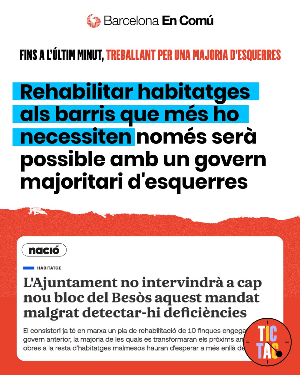 bcnencomu's tweet photo. ‼️ Queden 9 dies perquè Jaume Collboni decideixi si vol formar el govern d'esquerres ampli que Barcelona va votar o si prefereix donar l'esquena a la ciutadania. https://t.co/jyoweSUsC6
