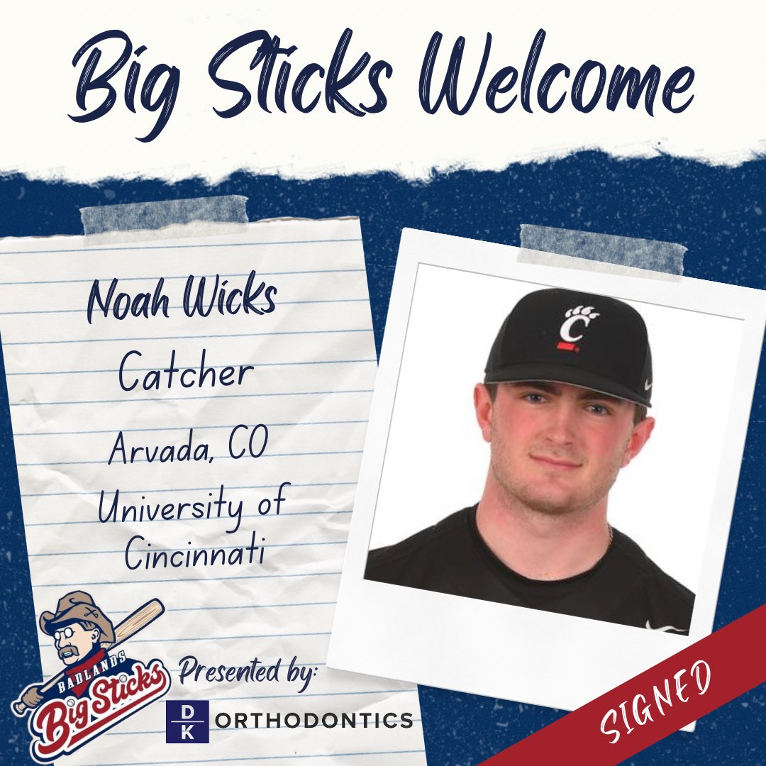 OFFICIAL RELEASE Presented by DK Orthodontics

Welcome hard-hitting catcher <a href="/Nwicks18/">Noah Wicks</a> to the team!

Story: northwoodsleague.com/badlands-big-s…