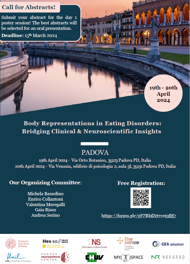 Gaia Risso (@gaiarisso) on Twitter photo 🟣Body Representations in Eating Disorders: Bridging Clinical & Neuroscientific Insights🟣
📌Abstract submission deadline March 15
💫Thank you for the many contributions already submitted
🌱See you at the wonderful Botanical Garden in Padua!
✉️info: brined2024@gmail.com 🟣Body Representations in Eating Disorders: Bridging Clinical & Neuroscientific Insights🟣
📌Abstract submission deadline March 15
💫Thank you for the many contributions already submitted
🌱See you at the wonderful Botanical Garden in Padua!
✉️info: brined2024@gmail.com