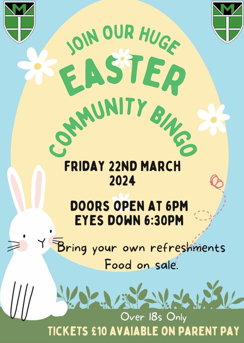 Easter Community Bingo tickets are now available to buy on Parent Pay. This event is always good fun! 🥳 @malvernprimary