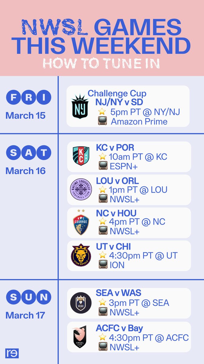 This season, RE—INC is here to make finding the @NWSL games easier. Look out for our weekly update breaking down streaming info!  When we watch the game, we change the game👏