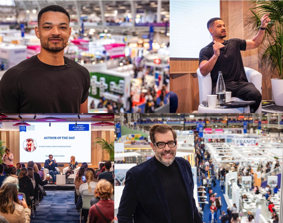 A couple of familiar faces, at least to British audiences, on Day 2 of the London Book Fair at Olympia London on 13 March. Steven Bartlett and Richard Osman. @LondonBookFair @olympia_london