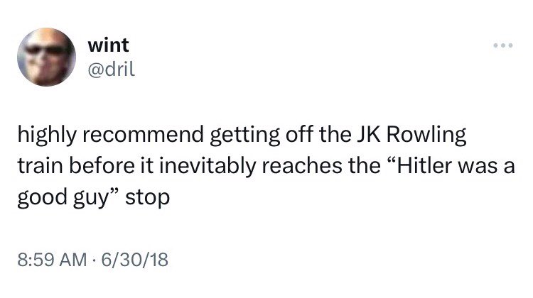 JK Rowling now doing Holocaust denialism is fulfilling a dril prophecy lol