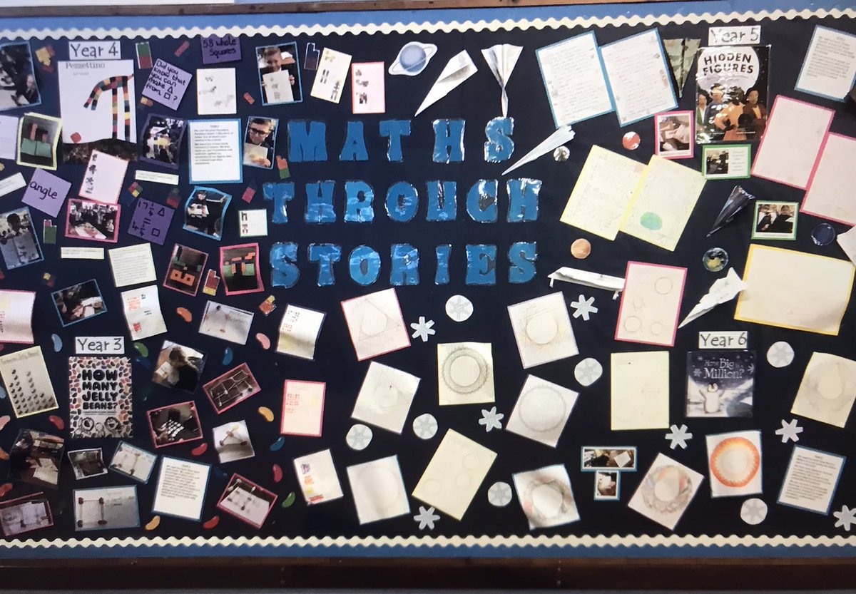 BroomfieldsJnr's tweet photo. Our Maths through stories display is looking fabulous! At Parent’s evening this week, take a peek (in the hall) at the wonderful work the children have produced. Super stories, marvellous maths & above all, enjoyment! Well done! #Tcatprimarymaths #broomfieldsmaths https://t.co/kIkhnx5oQa