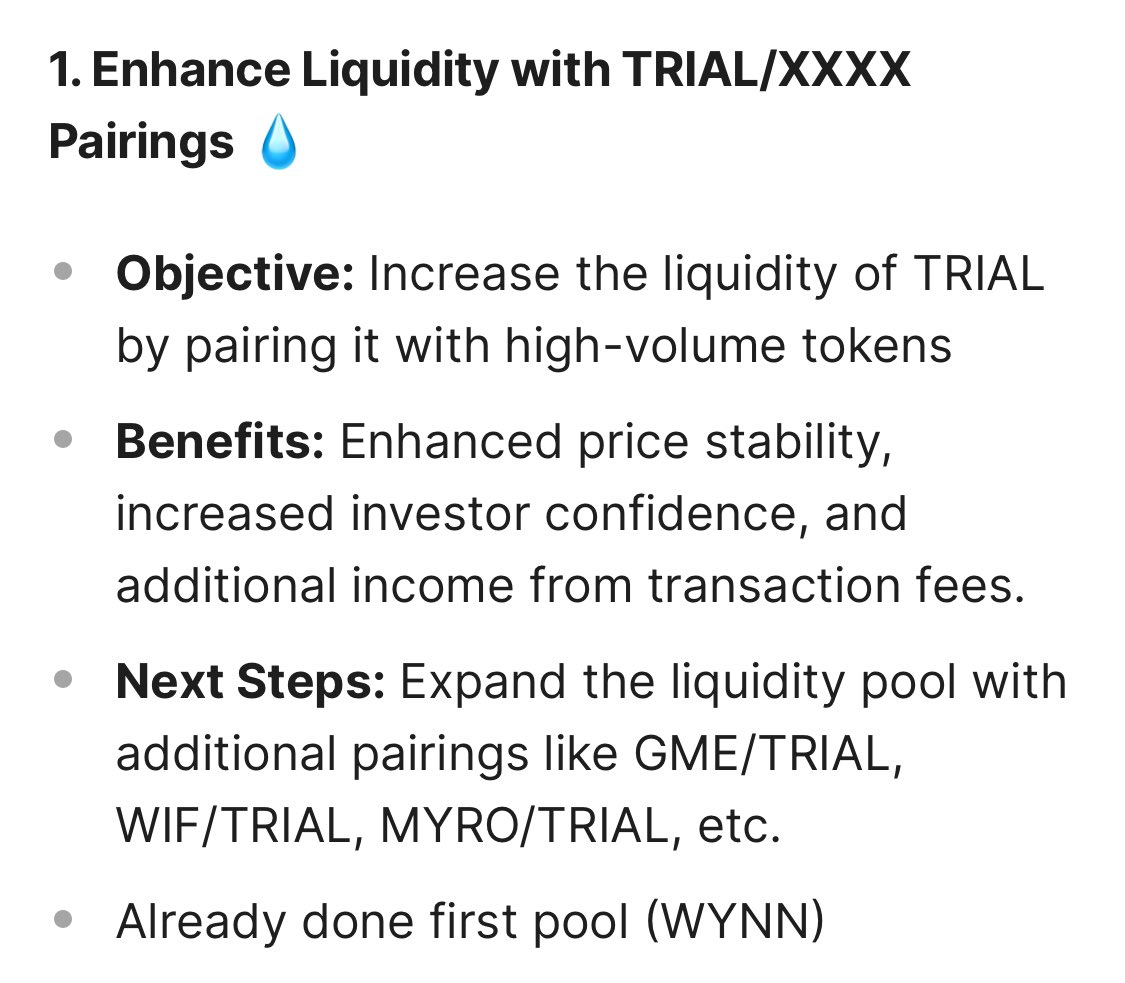 🚀 Exciting news for $TRIAL holders!
We’re boosting our liquidity with new high-volume token pairings!

✅ Enhanced stability
✅ Increased investor confidence
✅ Bonus earnings from fees goes straight to MW & LP

#TRIALToken #CryptoLiquidity #Solana #DeFi #Blockchain