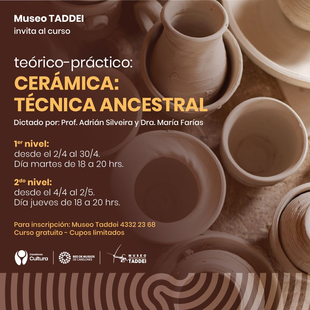 Curso de Cerámica: Técnica artesanal
 👉Inscripciones en el Museo Taddei 43322368
 Curso gratuito - cupos limitados

#CanelonEScultura  #curso #ceramica