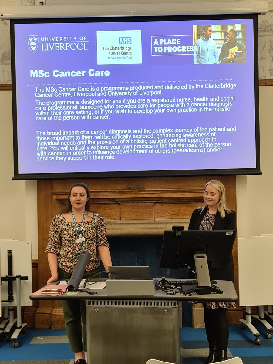 The Clatterbridge @CCCNHS Msc Cancer Care team in full flow with @LivUniHealthSci at the @LivUniHLS PG Open Evening. Recruiting now for September 2024 liverpool.ac.uk/courses/2024/c…