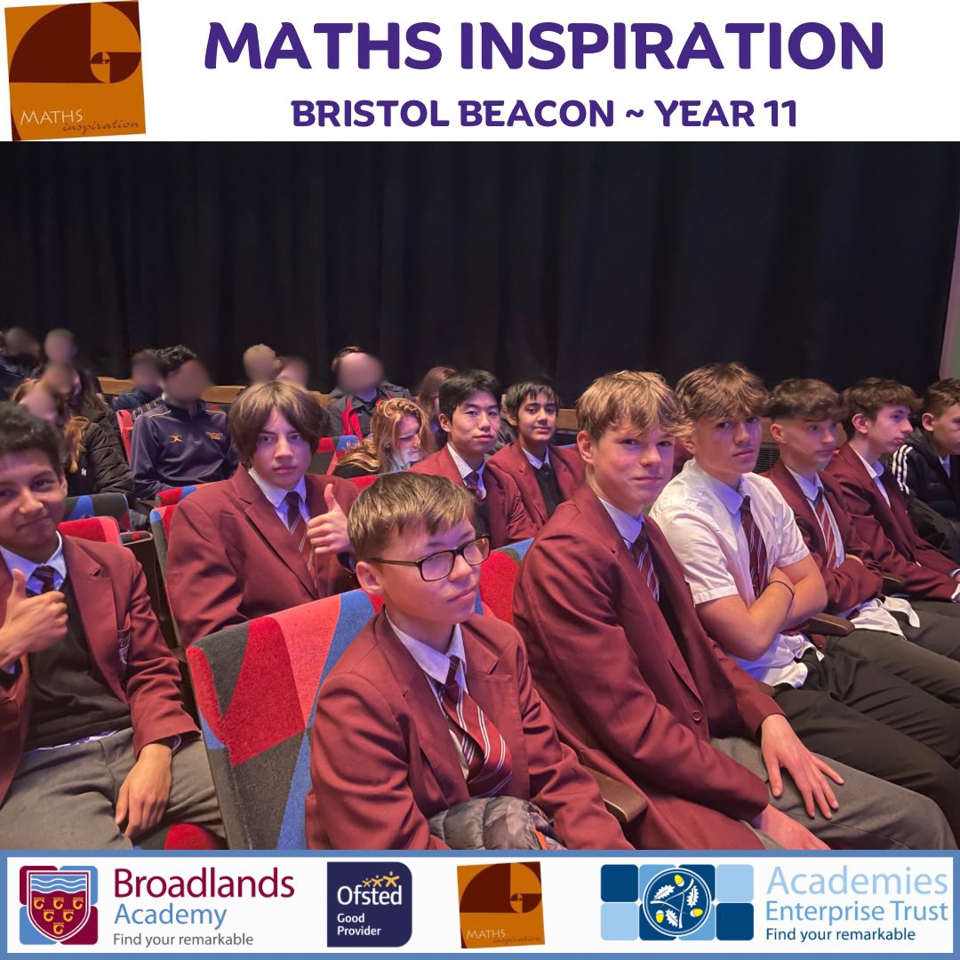 LiftBroadlands's tweet photo. A selection of our year 11 mathematicians went to the @bristol_beacon yesterday, to be part of the 1000 strong audience at The Maths Inspiration show. 
Our students got to see how maths linked to statistics, the environment and just how beautiful it can be. 
#mathsinspiration https://t.co/v2RjRTFs15