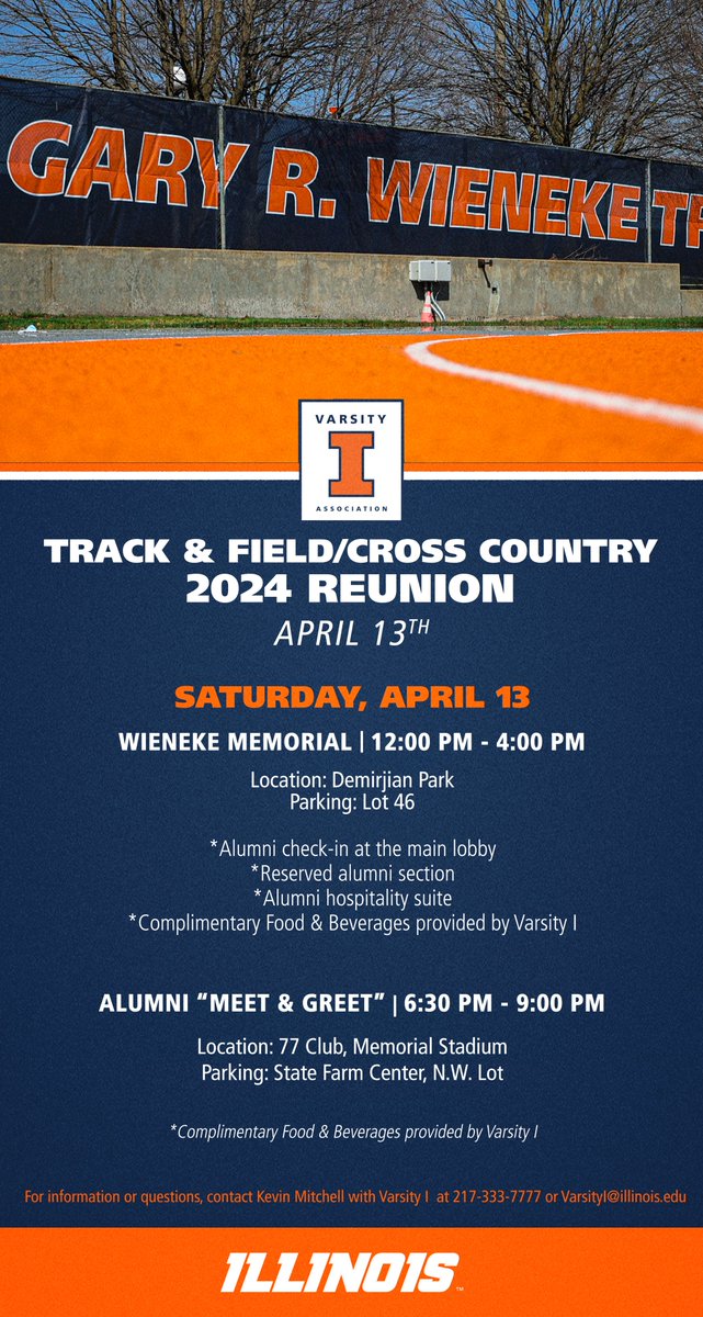 Track & Field Reunion! Be sure to RSVP by emailing VarsityI@illinois.edu