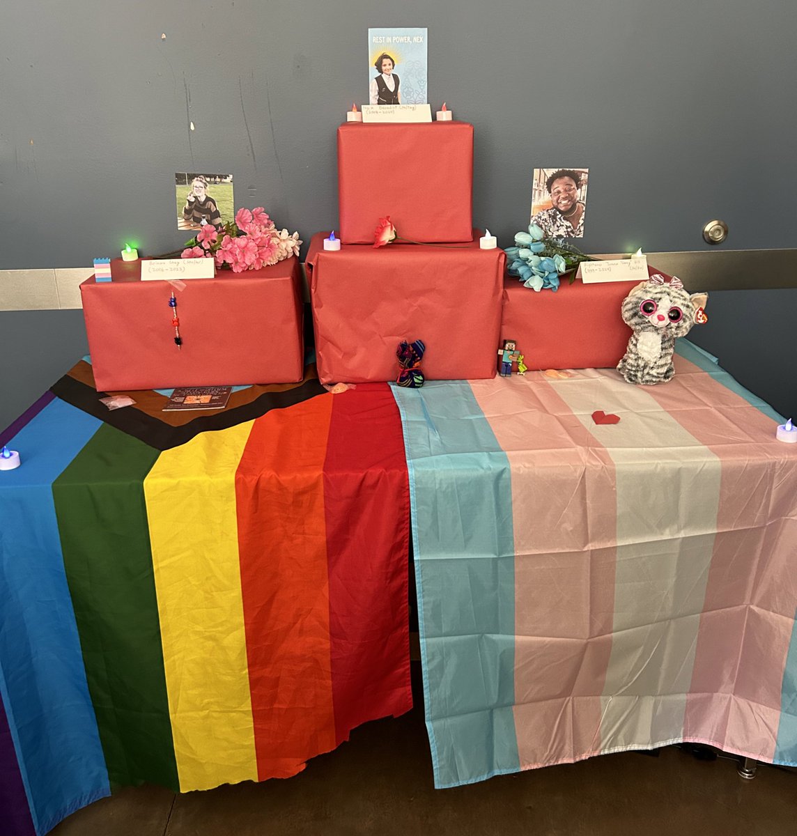 my ap calc teacher made this altar today to honor these angels

lets build a community, a world, a SOCIETY that allows people to express who they are, and to feel + be safe while doing it

change starts with you