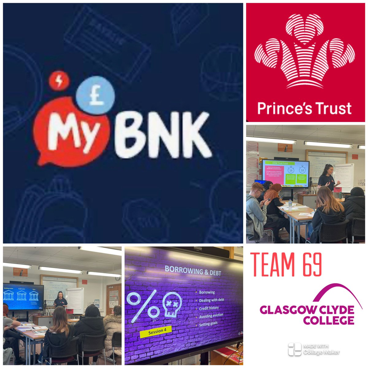 Our Prince's Trust Team 69 @Glasgow_Clyde Langside Campus complete Money Works two day course with #mybnk everything #MONEY thank you Lizzy #youcan
