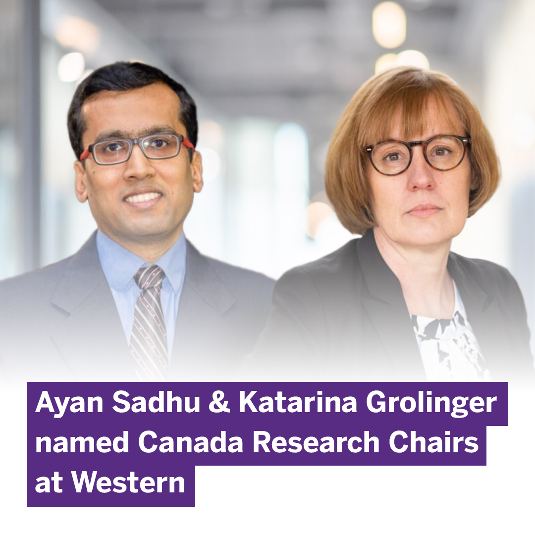 Congratulations to Western Engineering professor’s Ayan Sadhu & Katarina Grolinger on being named Canada Research Chairs at Western!👏