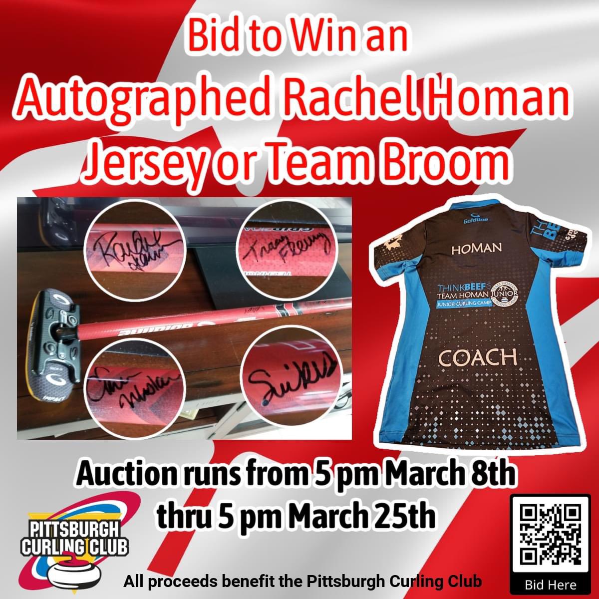 Hey <a href="/TeamHoman/">Team Homan 🥌</a> fans!

Bid for your chance to own a piece of curling history during our Spring Fundraiser. 
You can view and bid on the items by visiting givebutter.com/c/Eo8vd2/aucti… or by scanning the QR code. The auction ends at 5:00 PM EDT March 25th.

#WWCC2024 #curling #TeamCanada