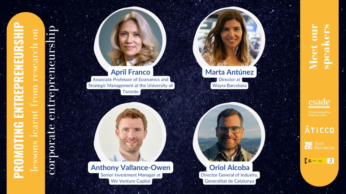 Innovate, stay competitive, and respond effectively to market changes!

Join @Gchondrakis <a href="/Dimo_Ringov/">Dimo Ringov</a> @Quinof @AprilFranco @MartaAntunezES @OAlcoba at #PromotingEntrepreneurship24 on April 5 at <a href="/AticcoLab/">AticcoLab</a> 👉esade.me/pentrepreneurs…

Register👉esade.me/pentrepreneurs…