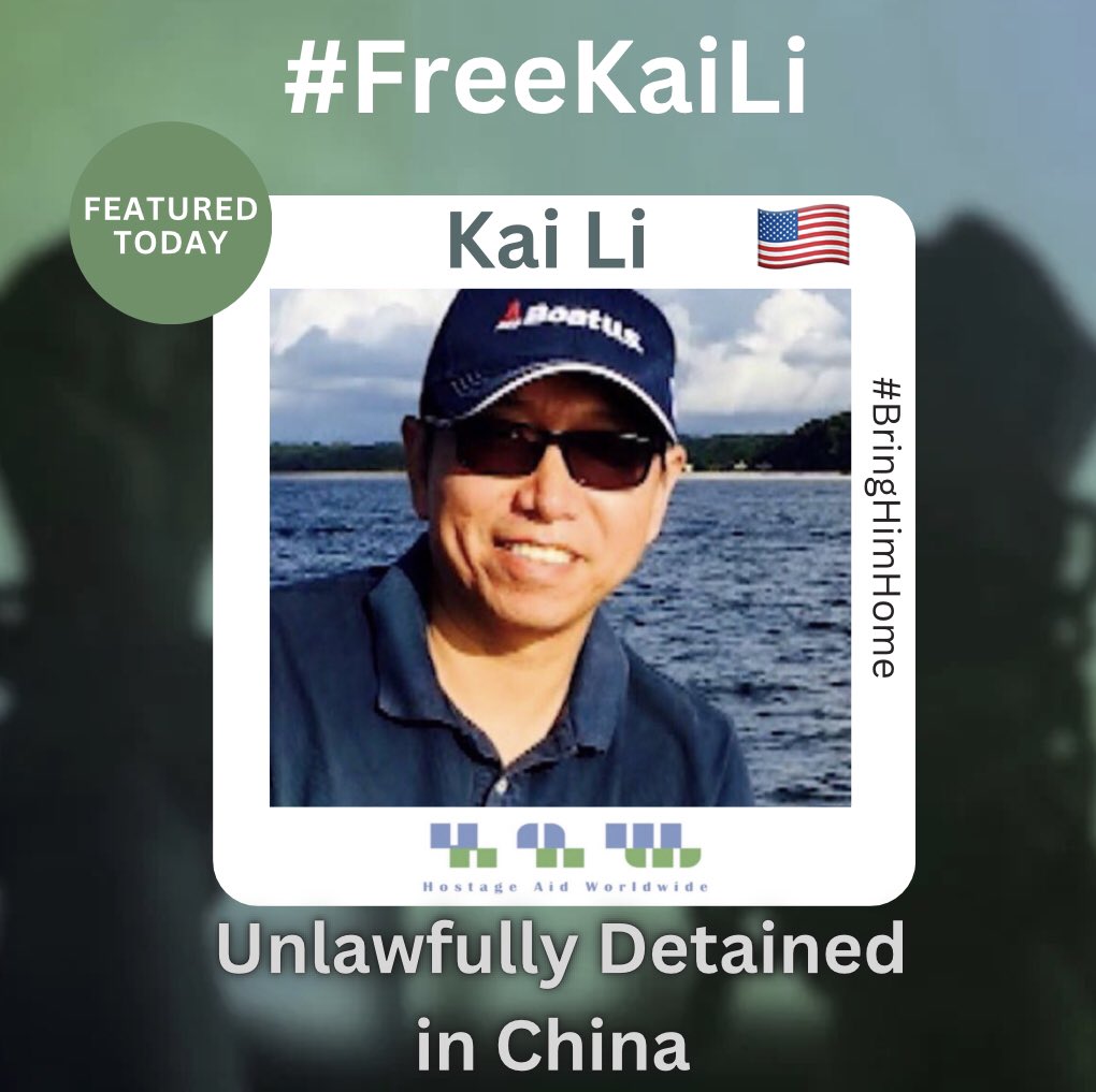 🇺🇸Kai Li has been unlawfully detained in #China since Sept. 2016. His incarceration has spanned different administrations but, till today, the #USG remains unsuccessful in bringing him home. @POTUS, will you at least meet with Kai Li's family & listen to their concerns? This