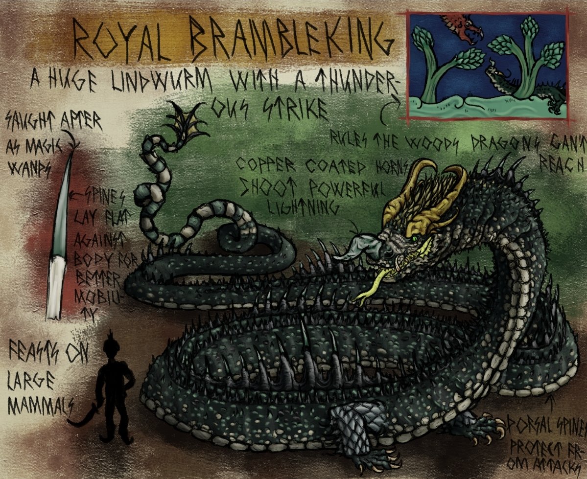 Royal Brambleking!

Living in the darkest Woods of Wyrnwel, this huge worm rules where no dragon can go