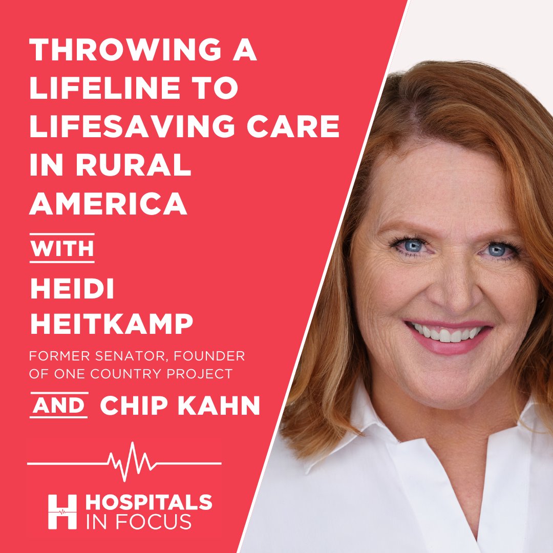 New #HospitalsInFocus episode - I spoke w/ Former Senator @HeidiHeitkamp about rural health care access & her work w/ @_OneCountry_. Senator Heitkamp is aiming to bridge disparities for 60M+ Americans in rural areas. Listen now: link.chtbl.com/hospitalsinfoc…