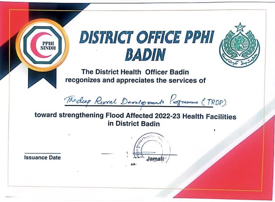 Thanks District Health Administration, and PPHI management Badin for appreciation and acknowledgement.