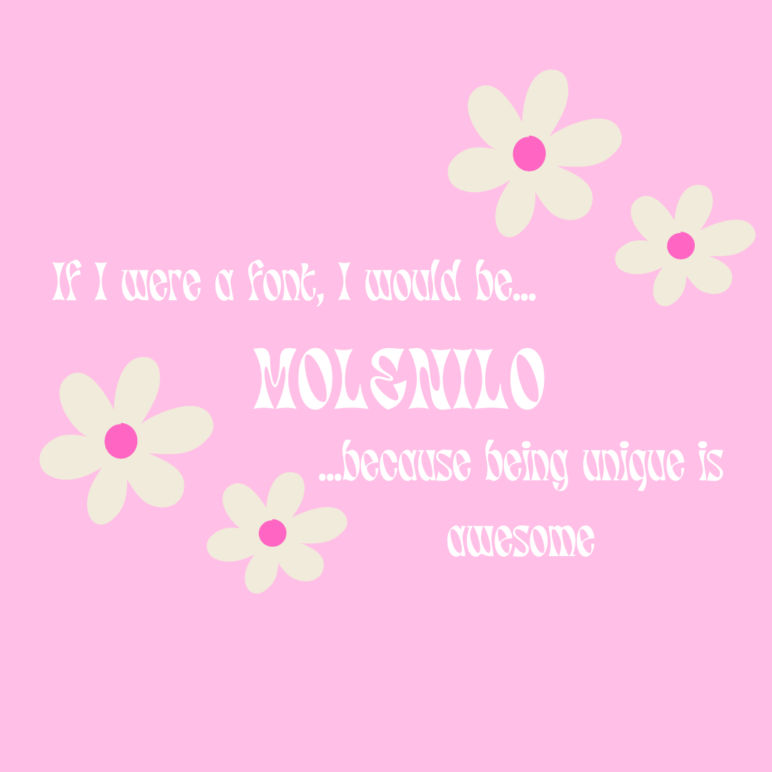 MorganK74491's tweet photo. if I were a font I would be MOLENILO! I love how groovy and unique it looks so I think this font is perfect for me! 🪩🪩 #typography #RSJ108 #groovyandunique https://t.co/dTvB0xQR7u