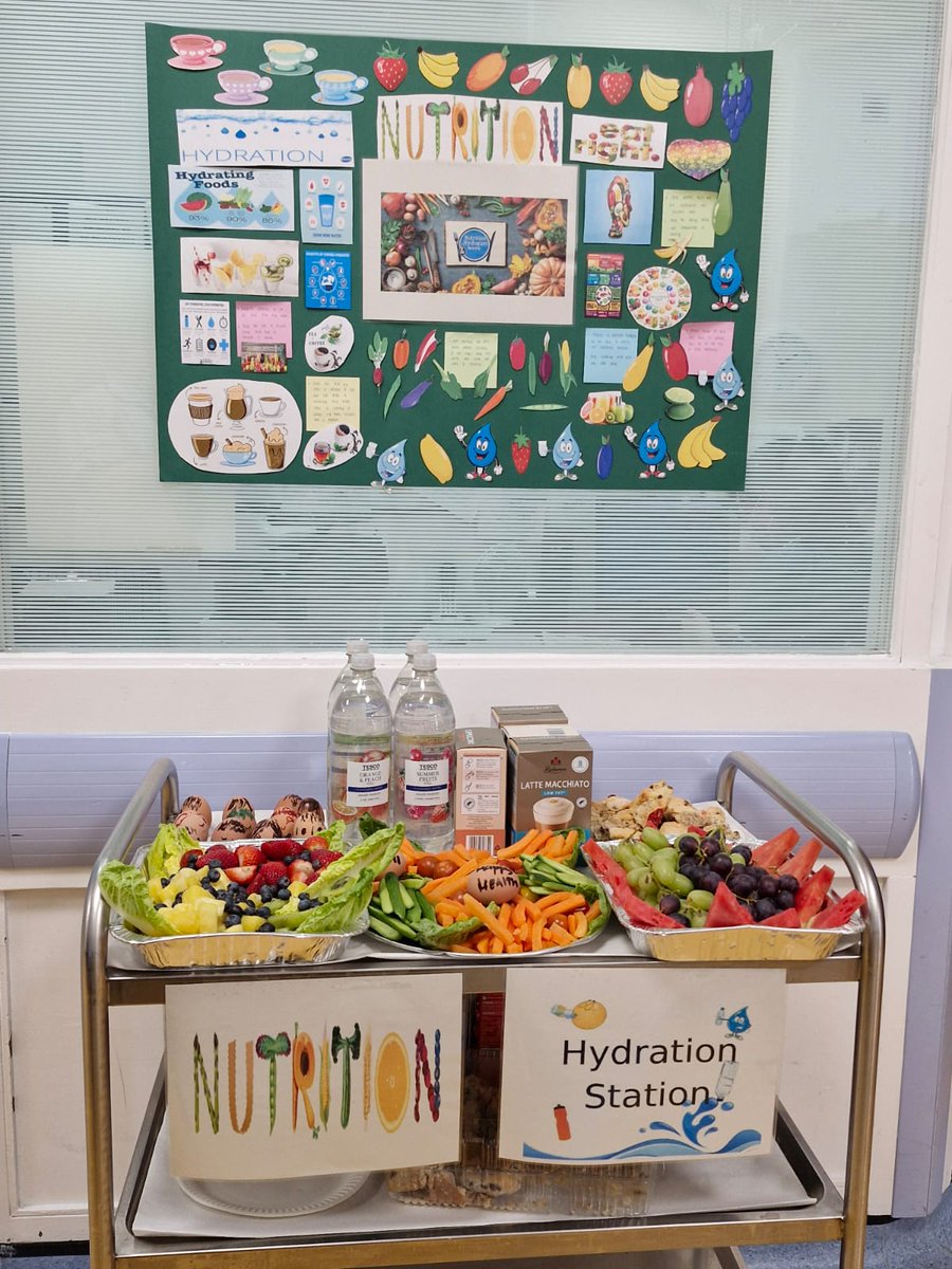 Nutrition and Hydration week. Ward 28 LGH made a snack trolley for our patients. Thanks to our Nutrition Link Nurses Tess and Helena. Thanks Safi for the pics, Des for the poster, Helena for shopping before work for the fruit and Tess for organising. Great Teamwork #nutritionweek