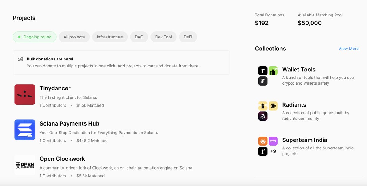Quadratic funding grants for public goods on Solana are live via <a href="/_cubik/">Cubik</a> from March 13-30th!

Check out all the incredible projects, submit your own or donate, &amp; learn more below👇
x.com/_cubik/status/…