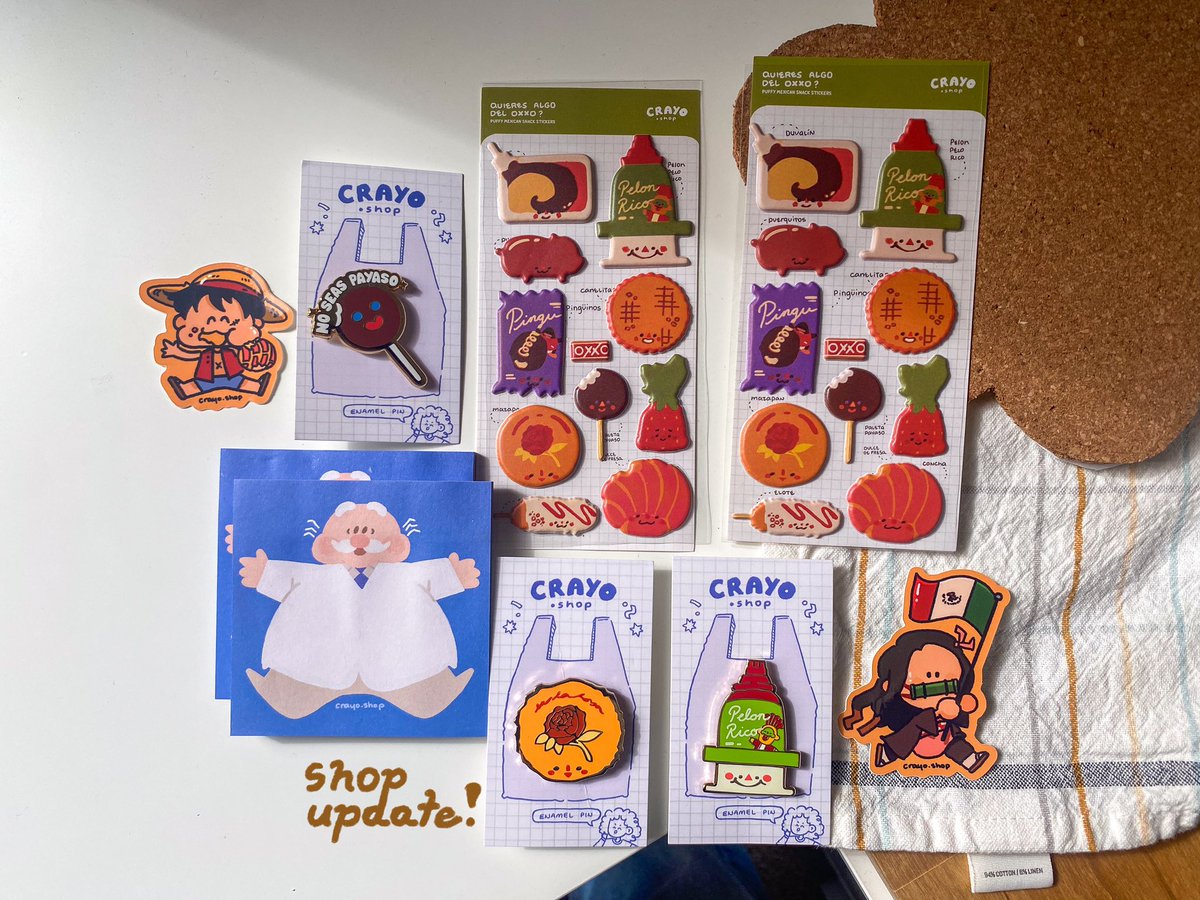 crayoarts's tweet photo. What do you guys think of my Mexican-themed stickers and pins? 🐶 https://t.co/vKUMk1gC9a