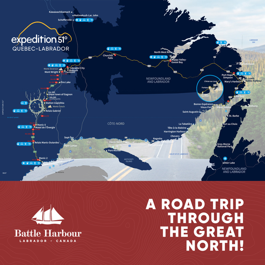 Adventure awaits! Ready to journey through the great north along the Quebec-Labrador Highway? 🇨🇦 Visit battleharbour.com call (709) 921-6325, or email us at reservations@battleharbour.com to begin planning your unforgettable travel experience!