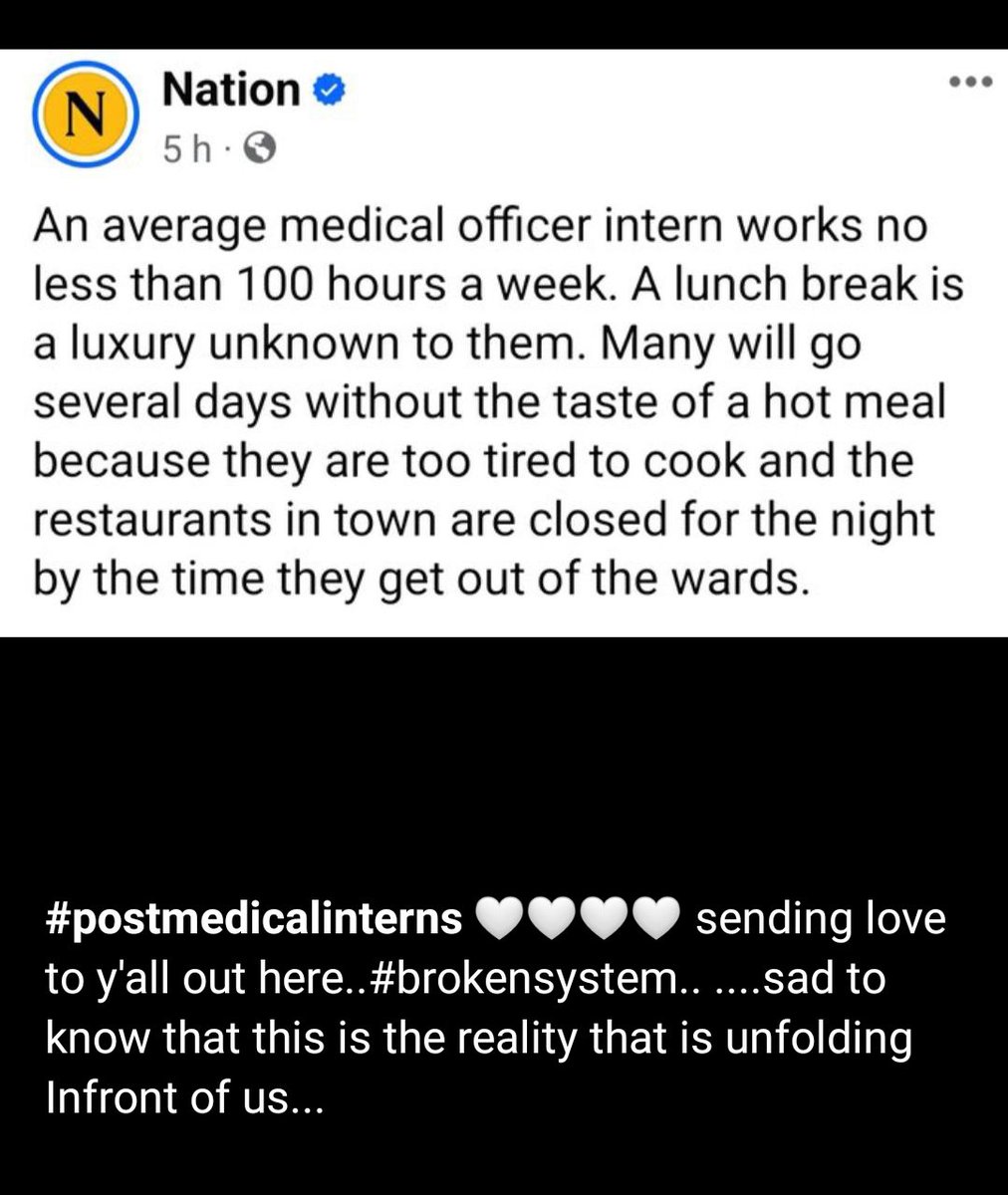 #postmedicalinterns   Interns are the most overworked people in the hospital 😞
#patientsaretheonessuffering

@Akums_KU @amsunuonbi @MOH_Kenya @KeTreasury @StateHouseKenya @WilliamsRuto @Nakhumicha_S