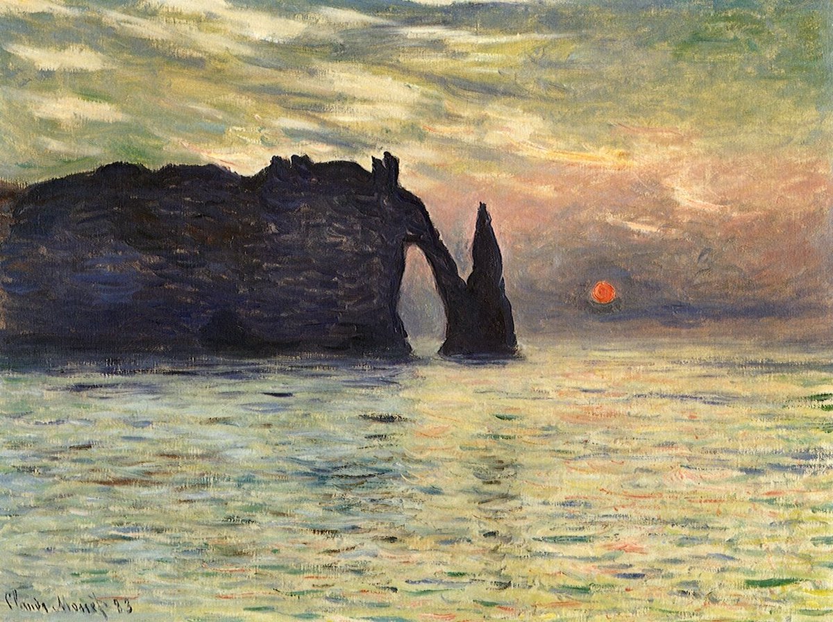 Claude Monet - Cliff at Etretat, Sunset