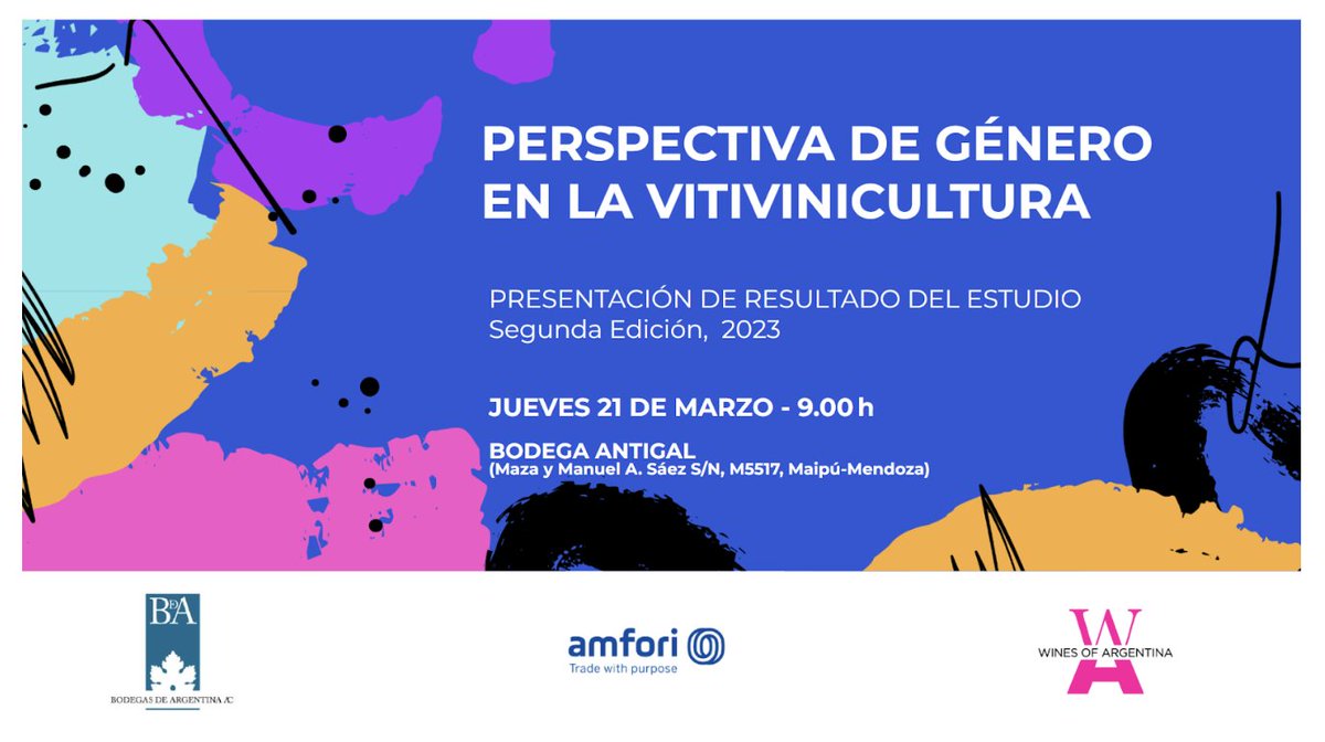 ⏰ El jueves 21 de marzo de 9-11 en @AntigalWinery tendrá lugar la presentación de los resultados de la segunda edición del “Estudio de Perspectiva de Género en el Sector Vitivinícola 2023”. 📲 Invitamos a las bodegas a inscribirse aquí: docs.google.com/forms/d/1obAO_… 🚨Cupos limitados