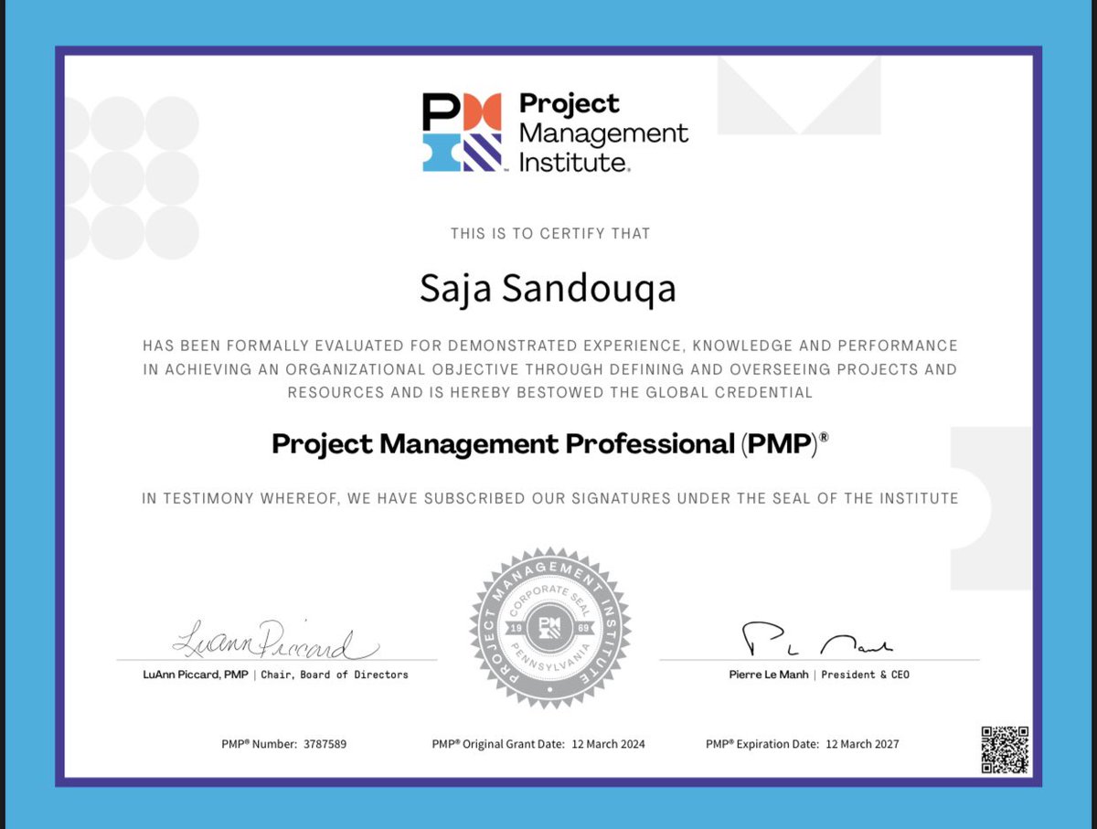 Thrilled to announce that I've successfully passed the PMP exam and am now a certified Project Management Professional (PMP) with an above-target score! 🚀🎊🎉

 🥳بدون سجىPMPنادوني 

#PMP #ProjectManagement #Certification #AboveTarget #CareerMilestone #ProfessionalDevelopment