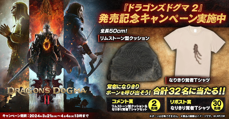 DD_CAPCOM's tweet photo. #ドラゴンズドグマ2本日発売
抽選でオリジナルグッズが当たるキャンペーン実施中！

【参加方法】
リポスト賞：フォロー＆本投稿をリポスト
コメント賞：下記どれかのハッシュタグを付けて投稿しよう
#DD2 #ドラゴンズドグマ2 #DD2公式ポーン #DD2マイポーン

詳細は↓
https://t.co/B1wgeEHiWU