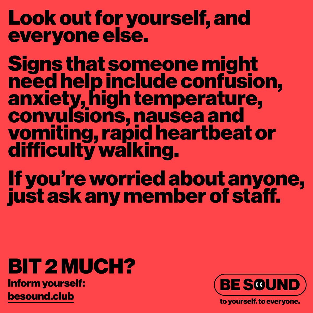 Brilliant new safety campaign launched today for any clubbers/ravers out there using chemicals. 

If yi cannae be good… be careful! 

besound.club

#ScotlandTheRave
#BeSound