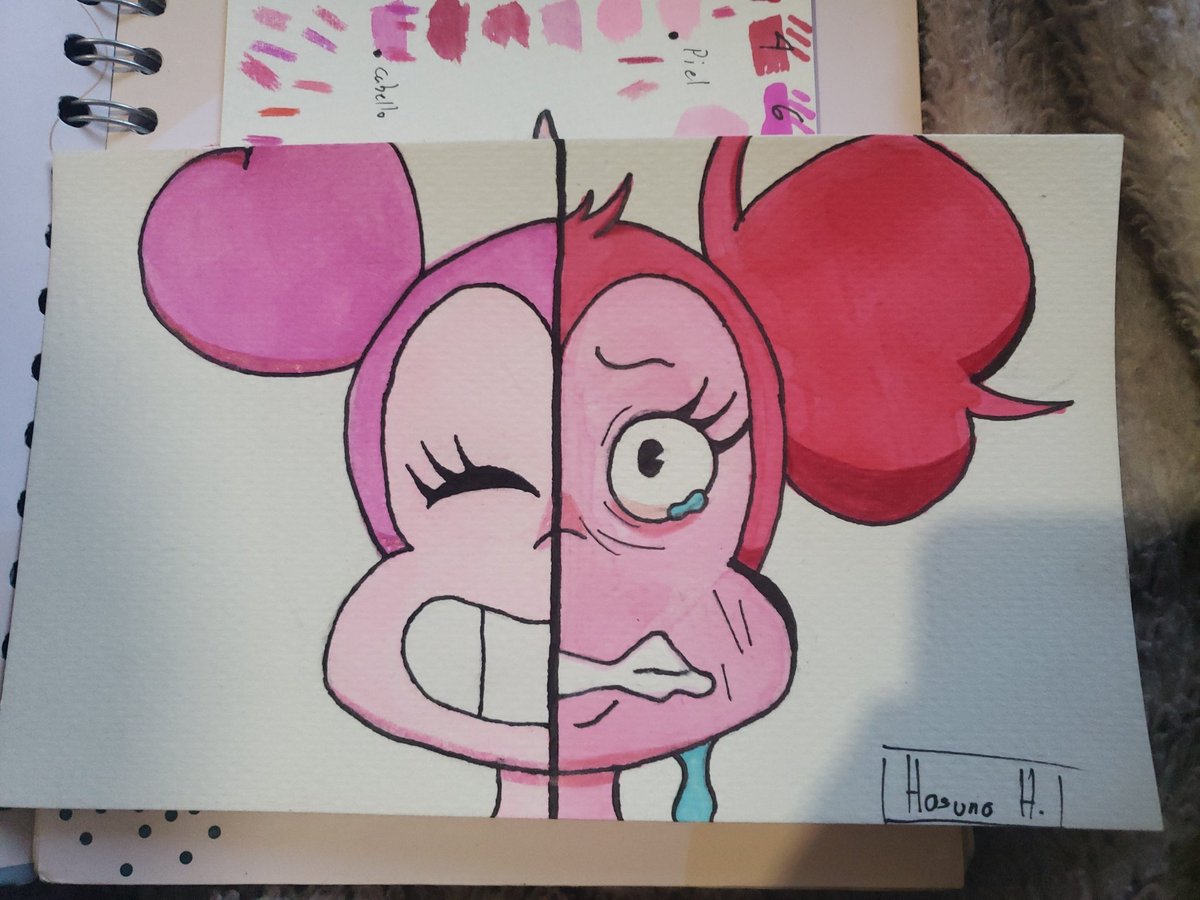 Hasuno_Han4's tweet photo. Después de estar tiesa como bolillo, aca regreso con un dibujo con una mezcla de materiales (otra vez) https://t.co/BdHG86WWm0