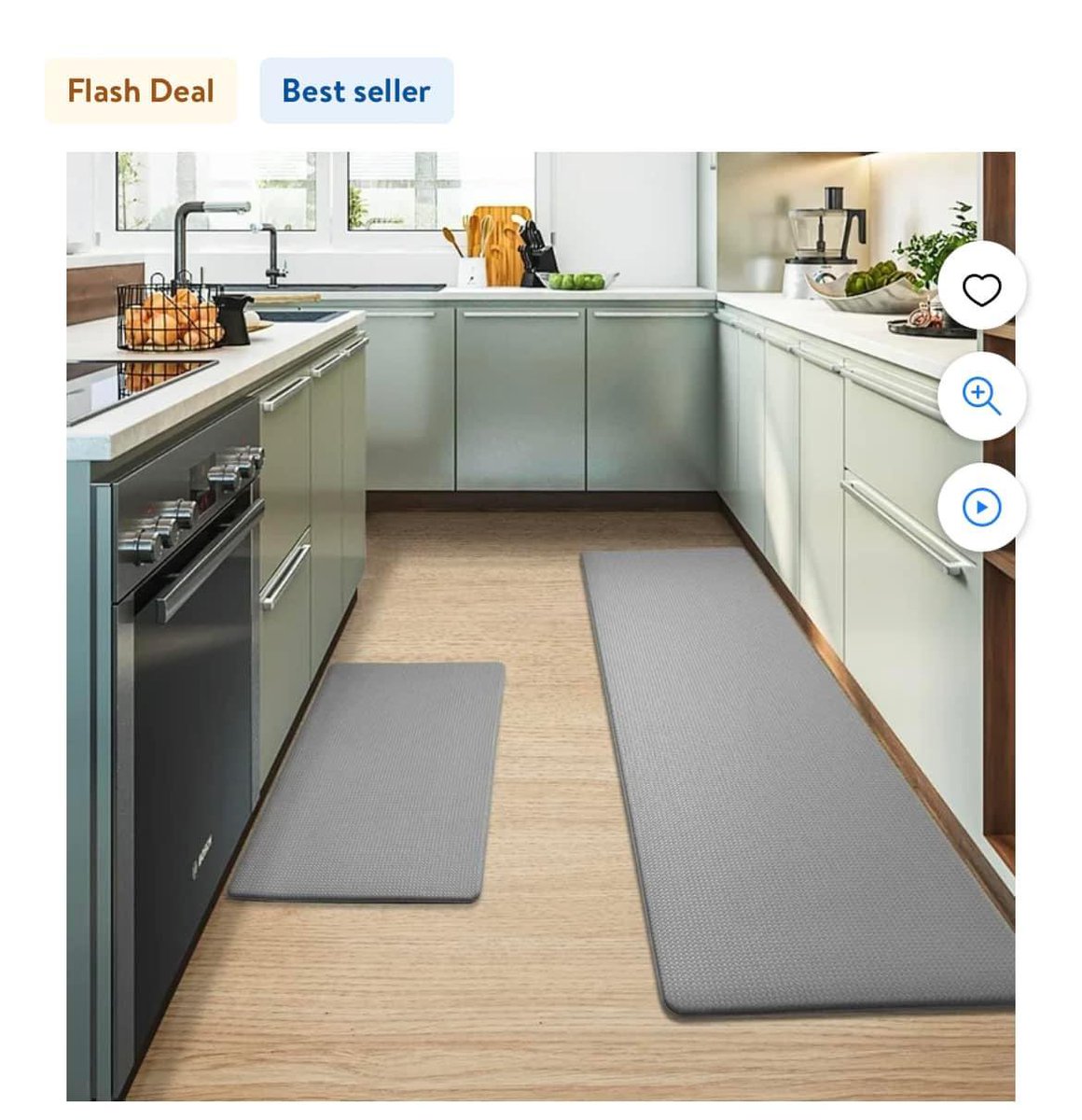 2 piece set. Great for comfort in the kitchen!

PABUBE Kitchen Rug, Anti Fatigue Kitchen Mat 2 Pieces, Non Skid Kitchen Floor Mat, Kitchen Rugs and Mats Washable, 17"x 29"+17"x 59", Gray

linktw.in/QwUlIt