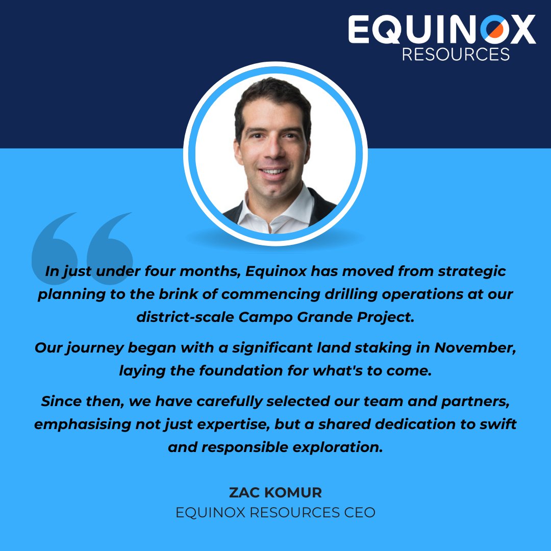 Equinox Resources is pleased to announce the appointment of Raio X as the drilling contractor for its inaugural drilling campaign at the Campo Grande Rare Earths Project. ow.ly/E5mP50QSS7u $EQN #ASX #rareearths #criticalminerals #Brazil