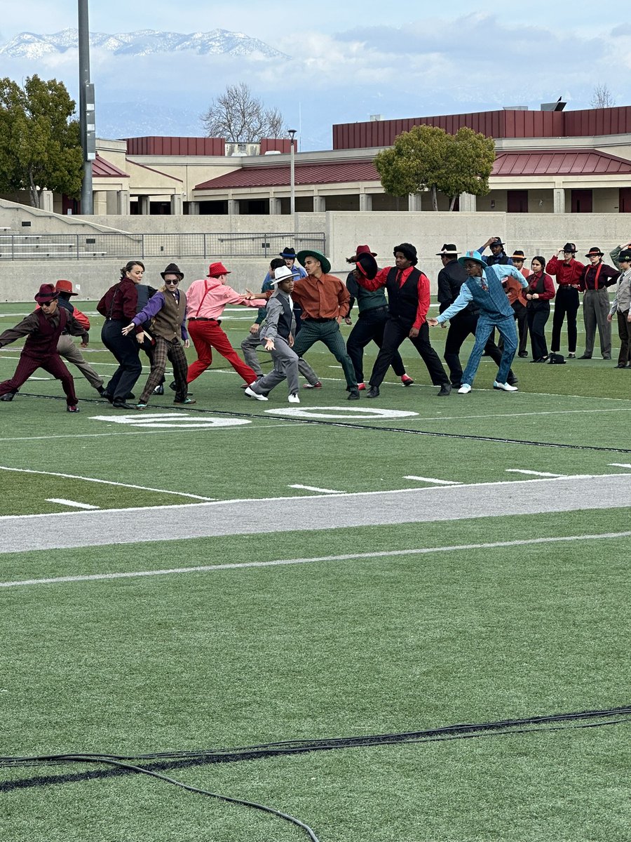 ROTC started the pep rally off by parading the colors. Guys and Dolls giving us a preview of their play. Dance team doing a number from the play, Guys and Dolls #husdpremier