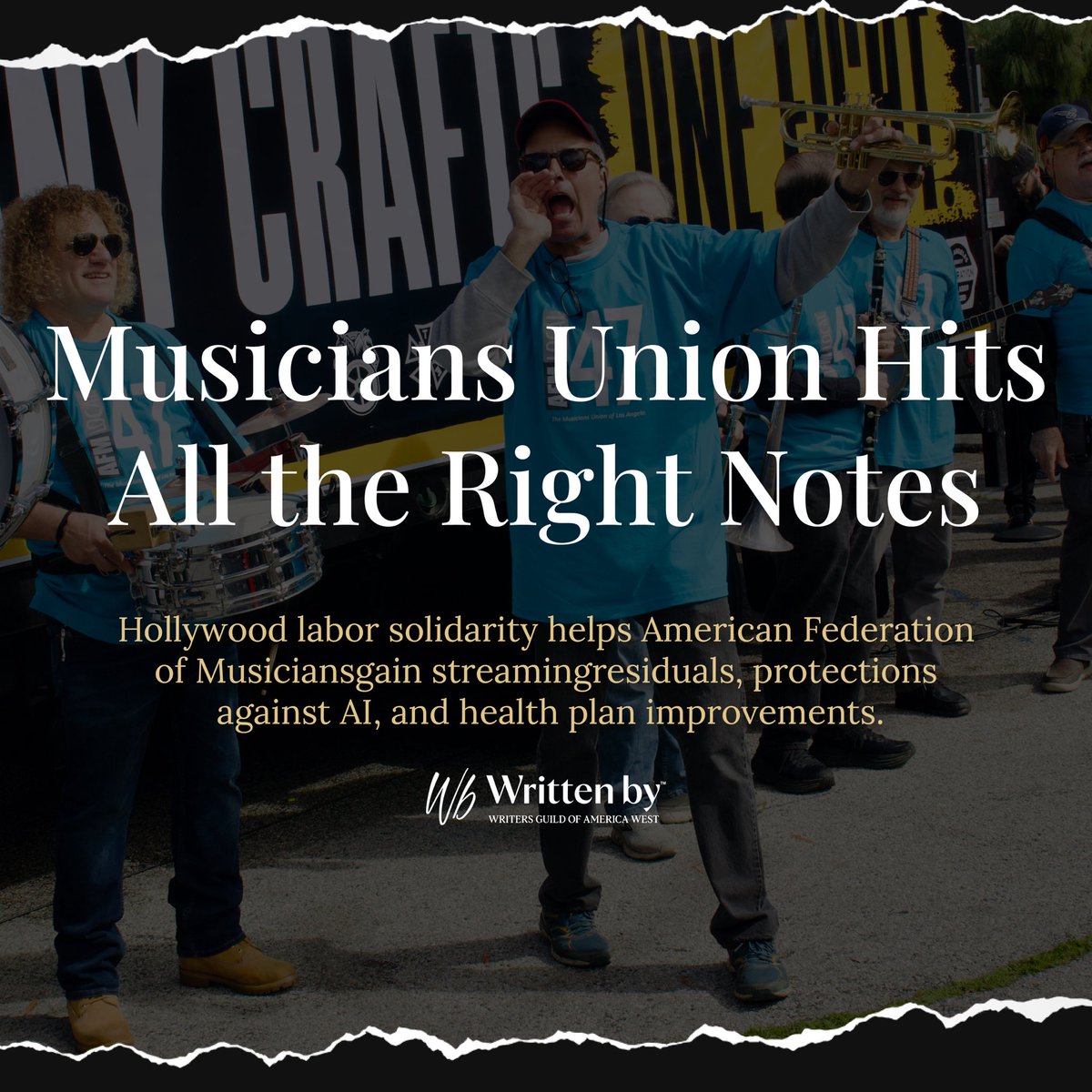 “Both WGA and SAG-AFTRA gave us a masterclass in how to organize your power the year before, and they also made our conversations with our members a lot easier,” - Chris Anderson-Bazzoli. Read the full story at writtenby.com/musicians-union. #WrittenBy