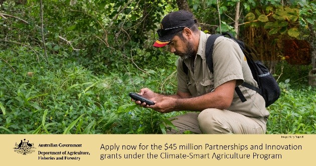 📢First Nations grant opportunity! Is your big idea ready to make a big impact on Australian agriculture? Apply for Partnerships and Innovation grants of up to $5 million to help drive adoption of innovative, climate-smart agriculture practices. @DAFFgov agriculture.gov.au/climate-smart