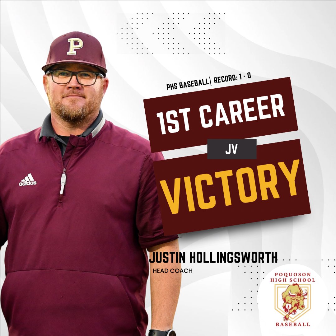 Congratulations to Coach Hollingsworth on his first career victory as a JV ⚾️ Head Coach‼️

JV dominated Grafton, winning by a score of 11-1.

#poquoson #PHS #bullislandersbaseball #localboy #firstwin #reptheisland